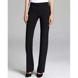 Theory Black Straight Leg Dress Trousers 10 Stretch Wool Blend Louse Scroll Pant